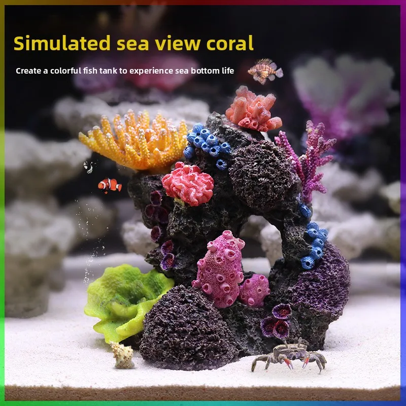 SYSENCIAGA Grand One-Piece Reefscape for Large Tanks-Big Colorful Resin Coral&Rock Formation&Shells,Instant Majestic Focal Point