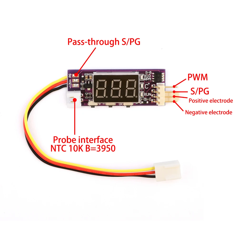 DC8-16V 4 Wire PWM PC CPU Fan Temperature Control Thermostat Speed Controller LED Digital Display Speed Governor With 3P Cable