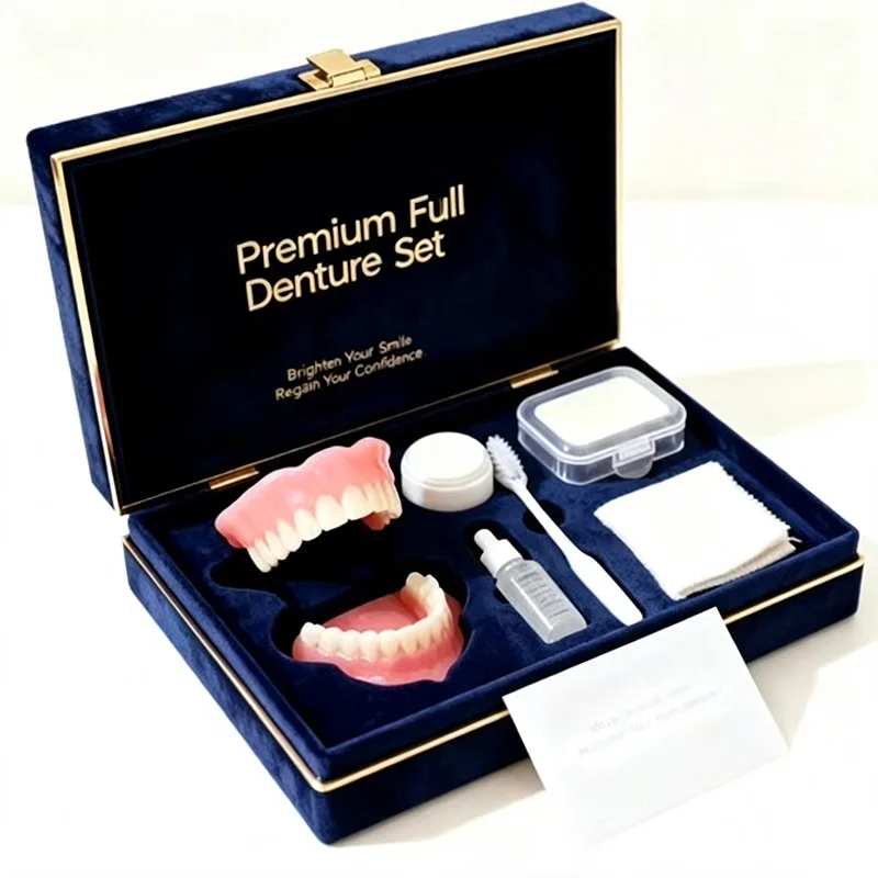Natürliches Kosmetik-Zahnprothesen-Set, Realistische Ober- und Unterkiefer-Zahnsätze, Reinigungswerkzeuge, Komfortable Veneers für den täglichen Gebrauch, Mundschmuck – Detail 5