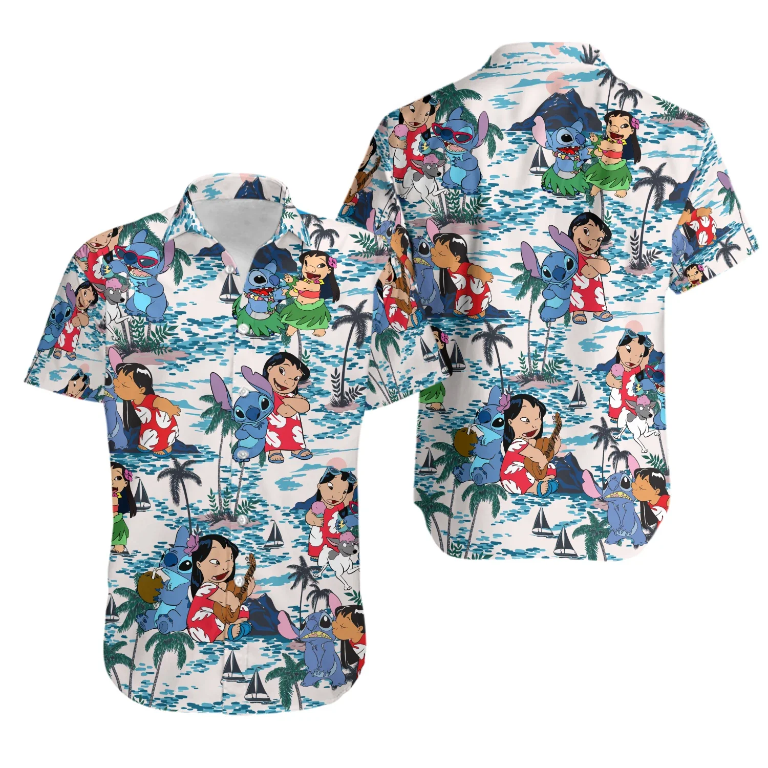 Lilo Stitch Hawaiian Shirt Summer Men\'s And Women\'s Fashion Short-sleeved Shirts Disney Hawaiian Shirt Stitch Casual Beach Shirt