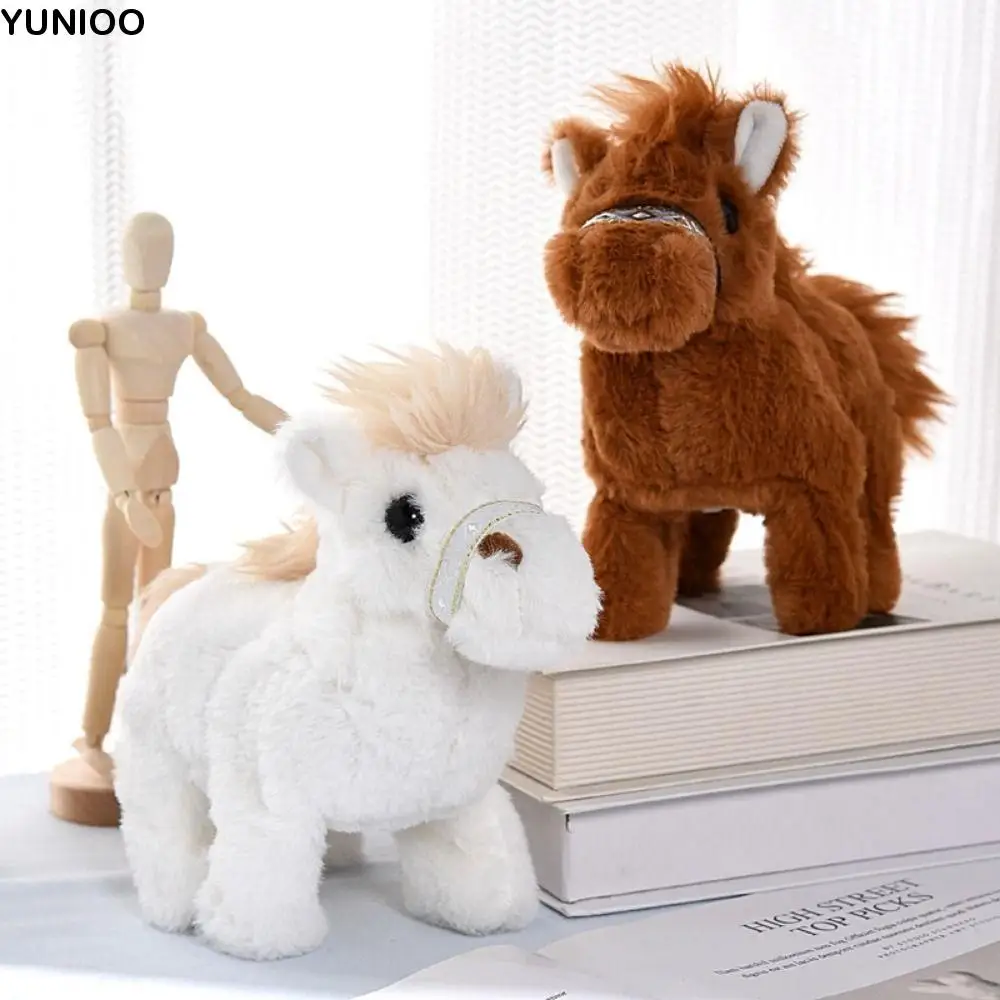 Simulated Walking Horse Plush Doll Walks and Makes Sounds Moving The Tail Electric Horse Plush Toy Interactive Unique