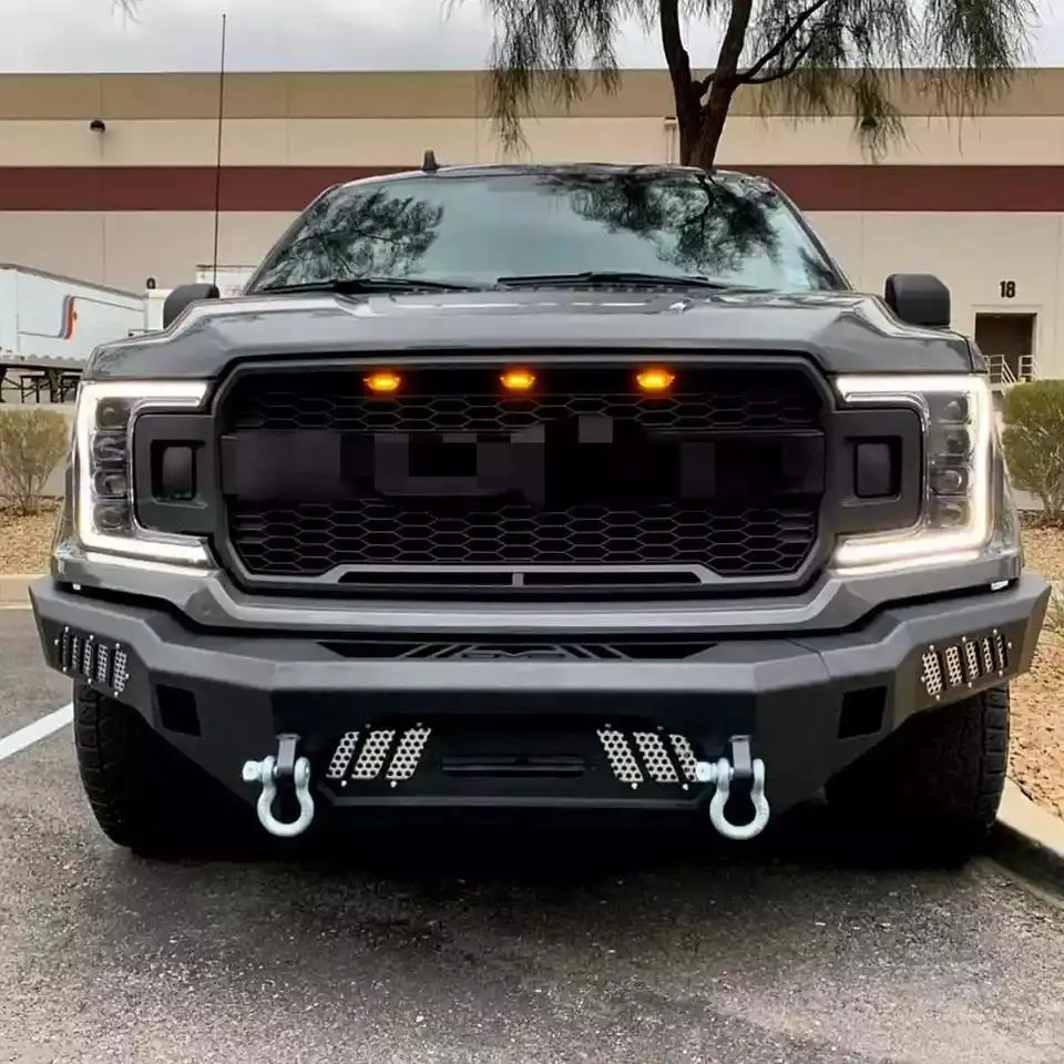 Griglia anteriore stile Raptor nera con luci a LED ambra per F150 2018 2019 2020