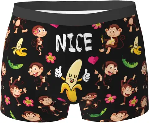 원숭이와 바나나 프린트 남성용 브리프, 부드러운 속옷, 편안한 통기성 짧은 트렁크 언더팬츠 Best5 원숭이와 바나나 프린트 남성용 브리프, 부드러운 속옷, 편안한 통기성 짧은 트렁크 언더팬츠 Best5