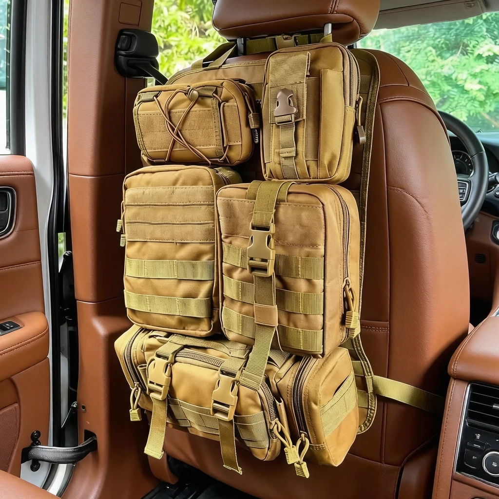 Car Seat Back Storage Pouch, Tactical Large Capacity Hanging Organizer, Trunk Multi-Pocket Holder, Scratch-Resistant Durable