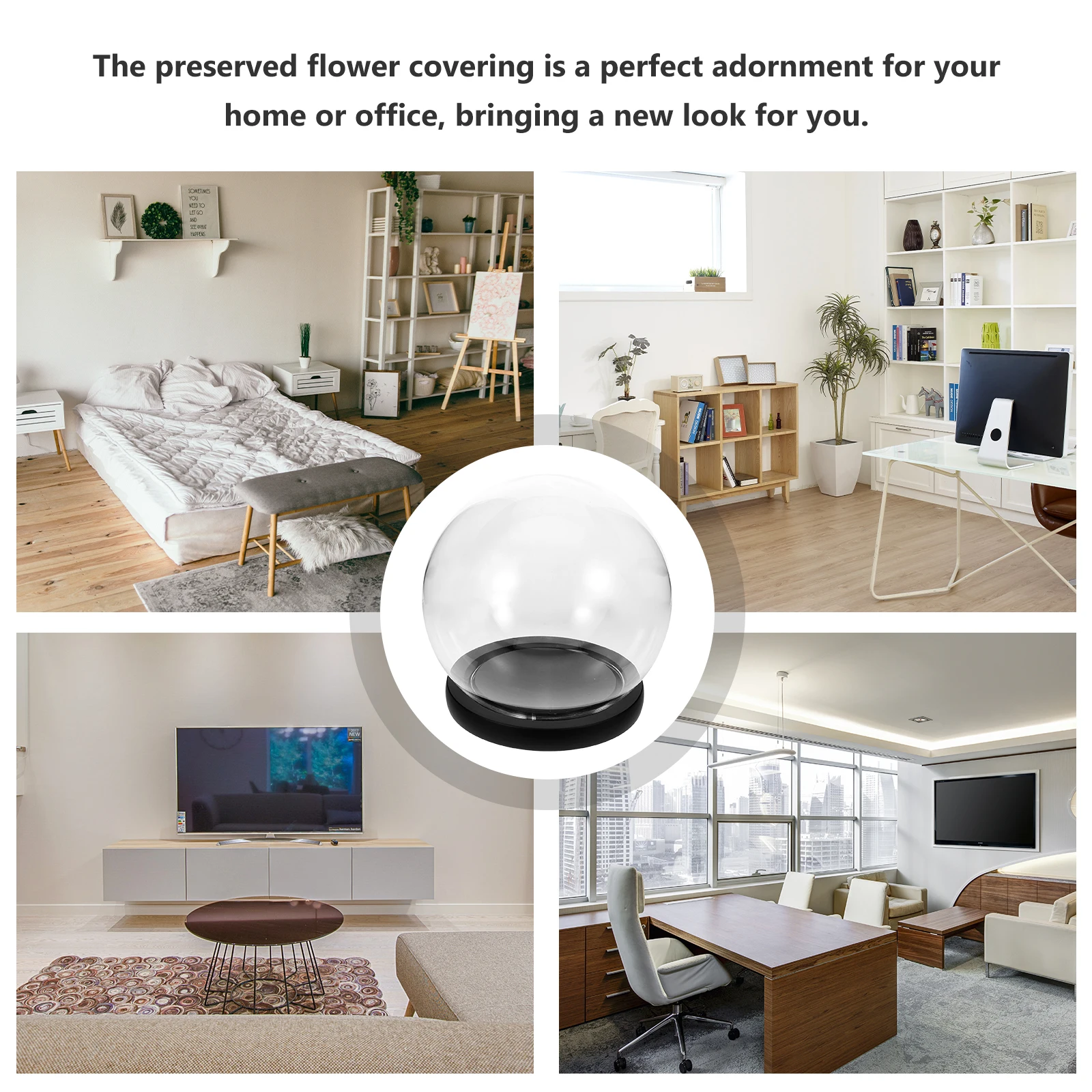 

Creative Glass Domes for Crafts Clear Display Case with Base Ideal for Valentine's Day Gifts and Flower Displays