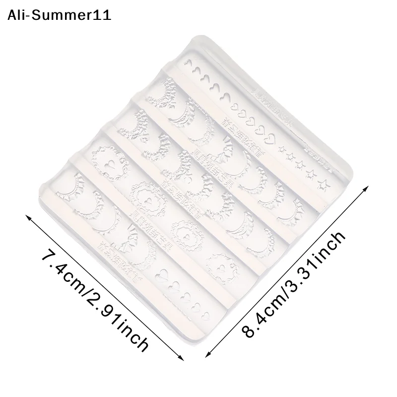 【Wq0】 Lace Trim Nail Art Silicone Mold French Skirt Star Heart Pattern Stencils Templates Diy Carving Tools Manicure Accessories view 6
