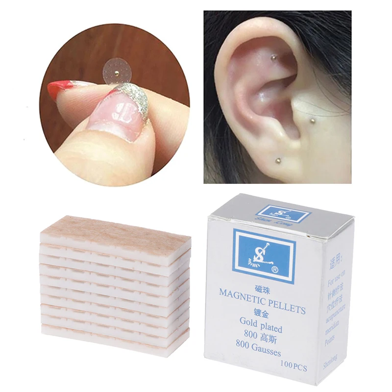 100Pcs Relaxation Multi-Condition Ear Seed Acupressure Kit Disposable Press Needle Ear Massage Auricular-paster