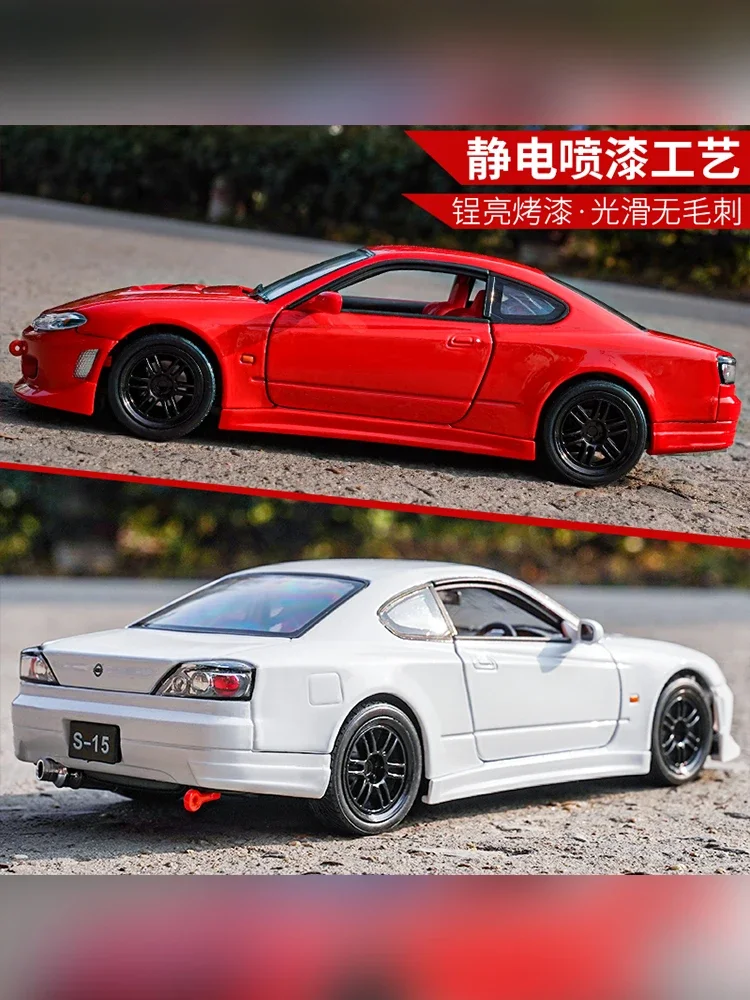 Welly 1/24 Scale Nissan Silvia S-15 S15 Racing Super Sports Car Diecast Display Plastic Alloy Model Child Children Kids Boys Toy