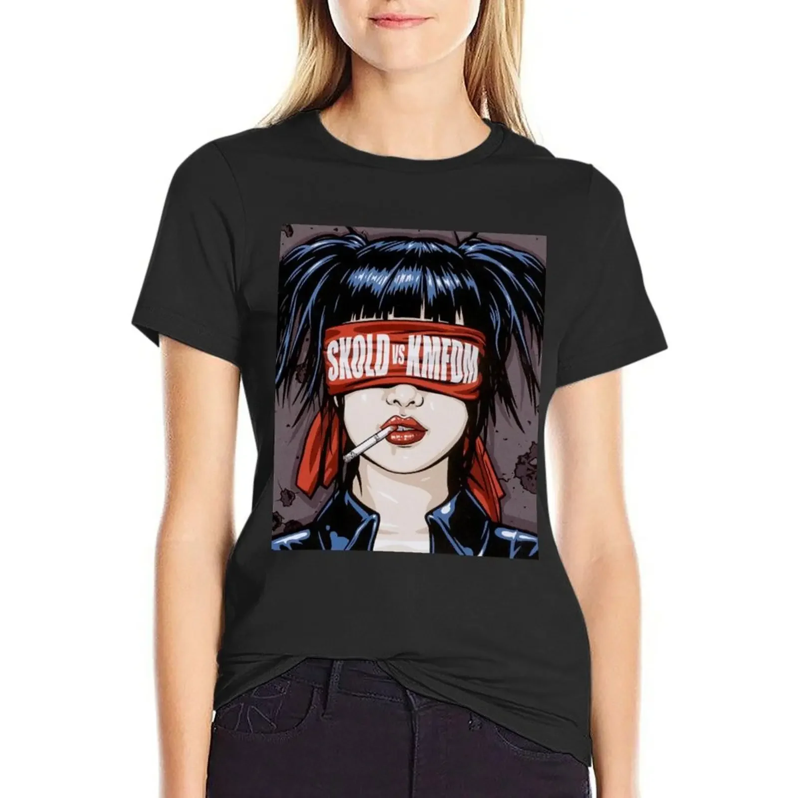 

KMFDM Skold Album Cover Music Industrial T-Shirt blacks customizeds plus size tops summer clothes cat shirts for Women