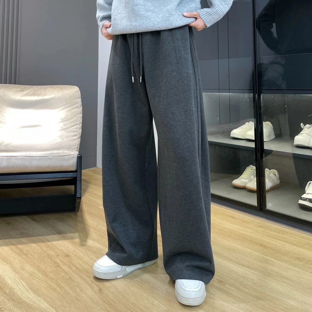 

Мужские шерстяные брюки Laid-ba: модные, свободные, зимние, спортивные, повседневные, прямого кроя, класса люкс, длинные, из струящейся ткани