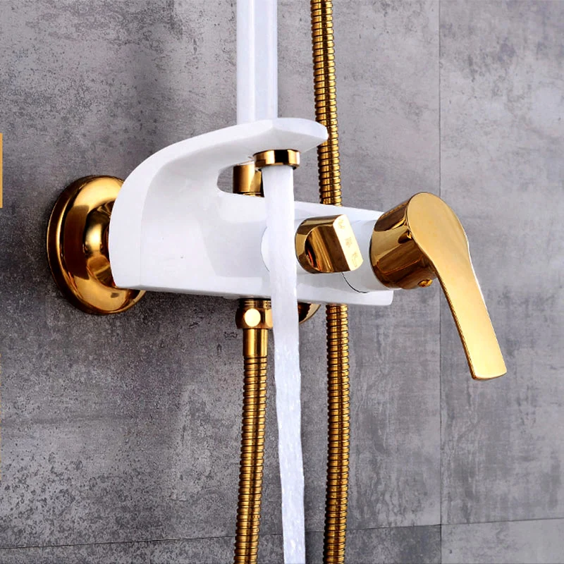 Luxury white gold shower faucet bronze white shower faucets for  home decoration bath showers toilet shower kit Wall Mounted