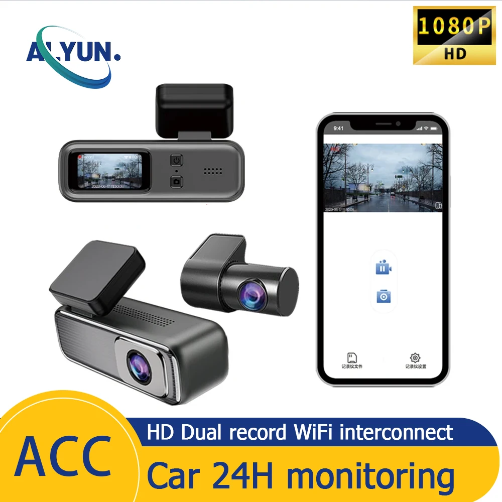 

HD 2k wifi Dash Cam Car DVR Dual Lens 24H Monitor Night vision lens ips Display Tape-c Power Supply Hidden