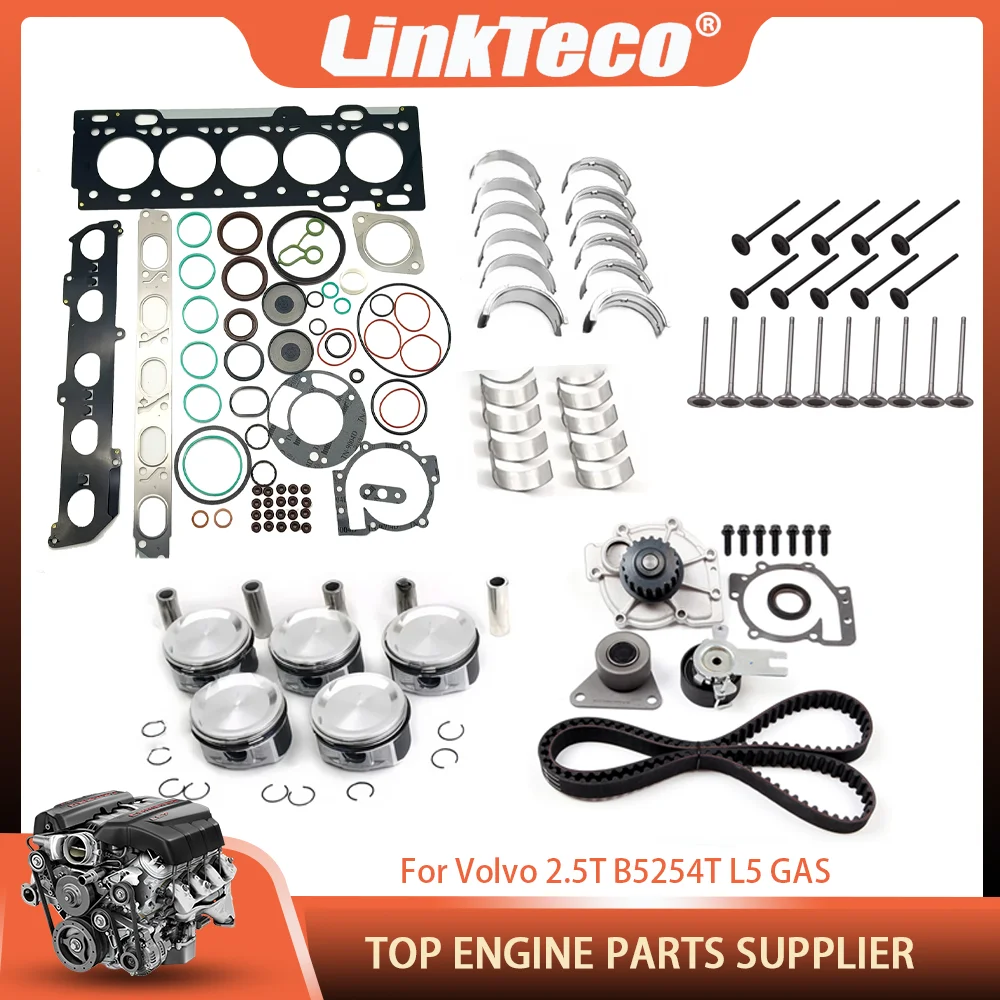 

Engine Piston Bearing Gasket Valve Set Water Pump Belt Kit For 04-16 Volvo 2.5L L5 B5254T GAS C30 C70 S40 S60 V50 V60 V70 XC60