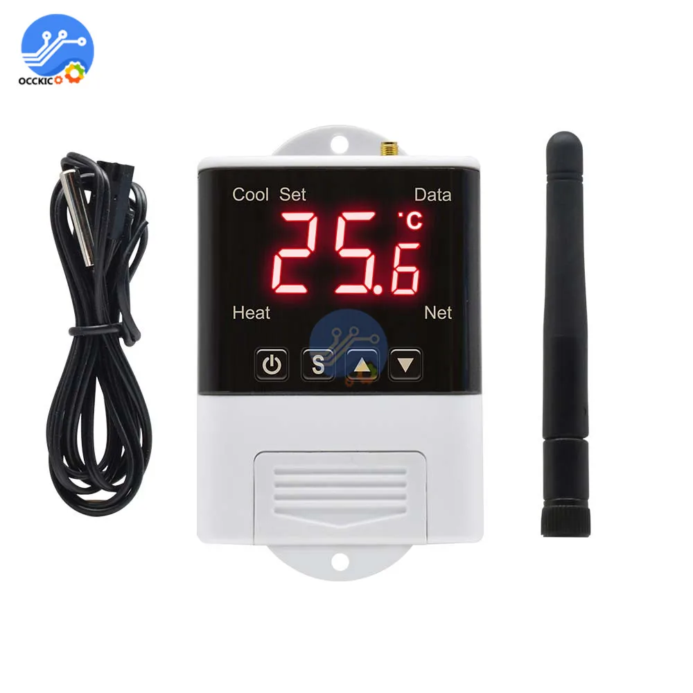 Wireless Wifi Temperature Controller Thermostat AC110-220V DS18B20 NTC Sensor Digital Display APP Control for Smart Home Aquariu