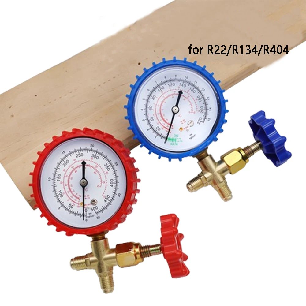 1Piece High/Low Pressure Gauge for Car/Home Air Conditioner with Valve and Fluorination Tool for R22/R134/R404