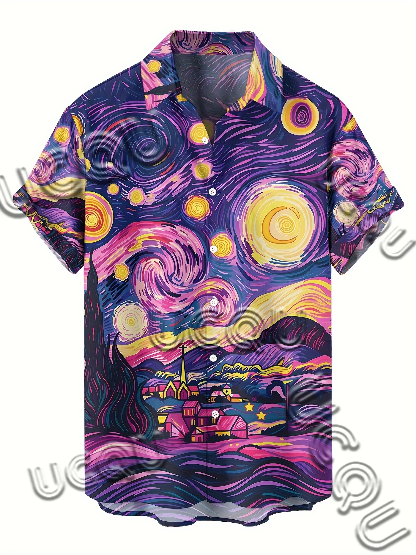 

Men's 3d Oil Painting Print Short Sleeve Shirt Summer Hawaiian Shirt Digital Fashion Design Men's Clothing Extra Large Size