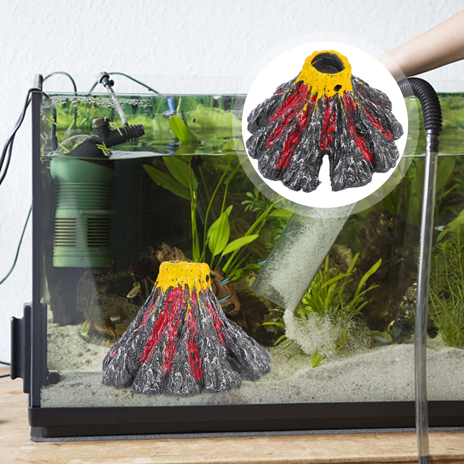 

Fish Tank Resin Rockery Aquarium Accessory Volcano Decor The Bubble Decorations Decorative Adorn