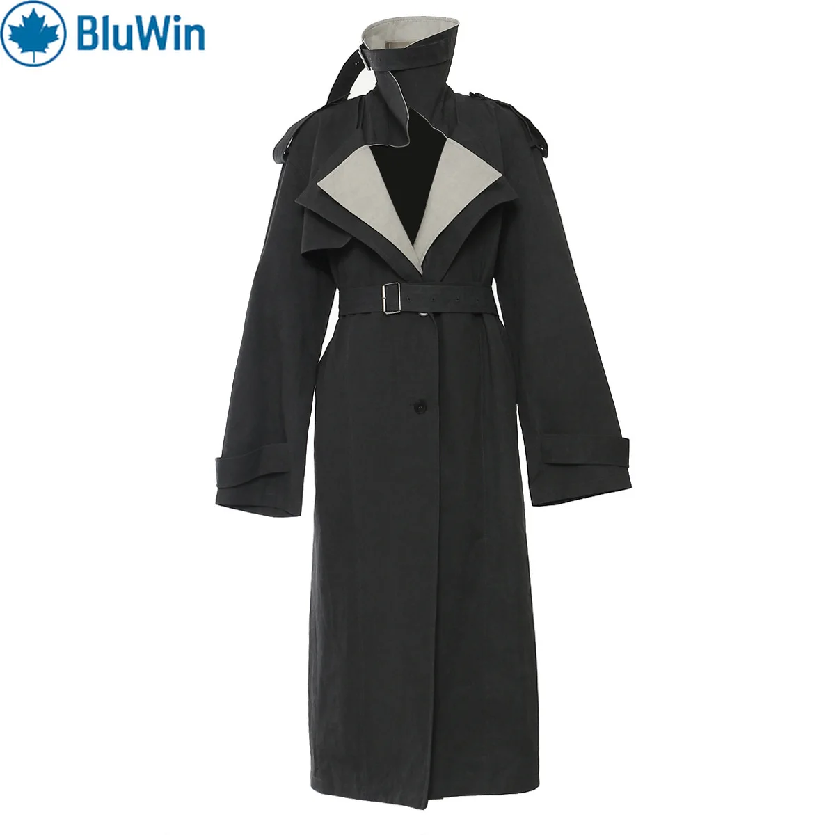 

URBANCHIC Patchwork Color-Block Trench Coat – Distressed Wash Street Style Oversize Casual Coat for Women