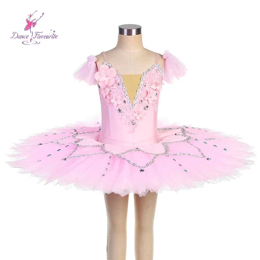 BLL542 Pink New Pre-professional Ballet Tutu Pancake Tutu Girl & Women Stage Performance Ballet Tutu Green Velvet Bodice Tutu