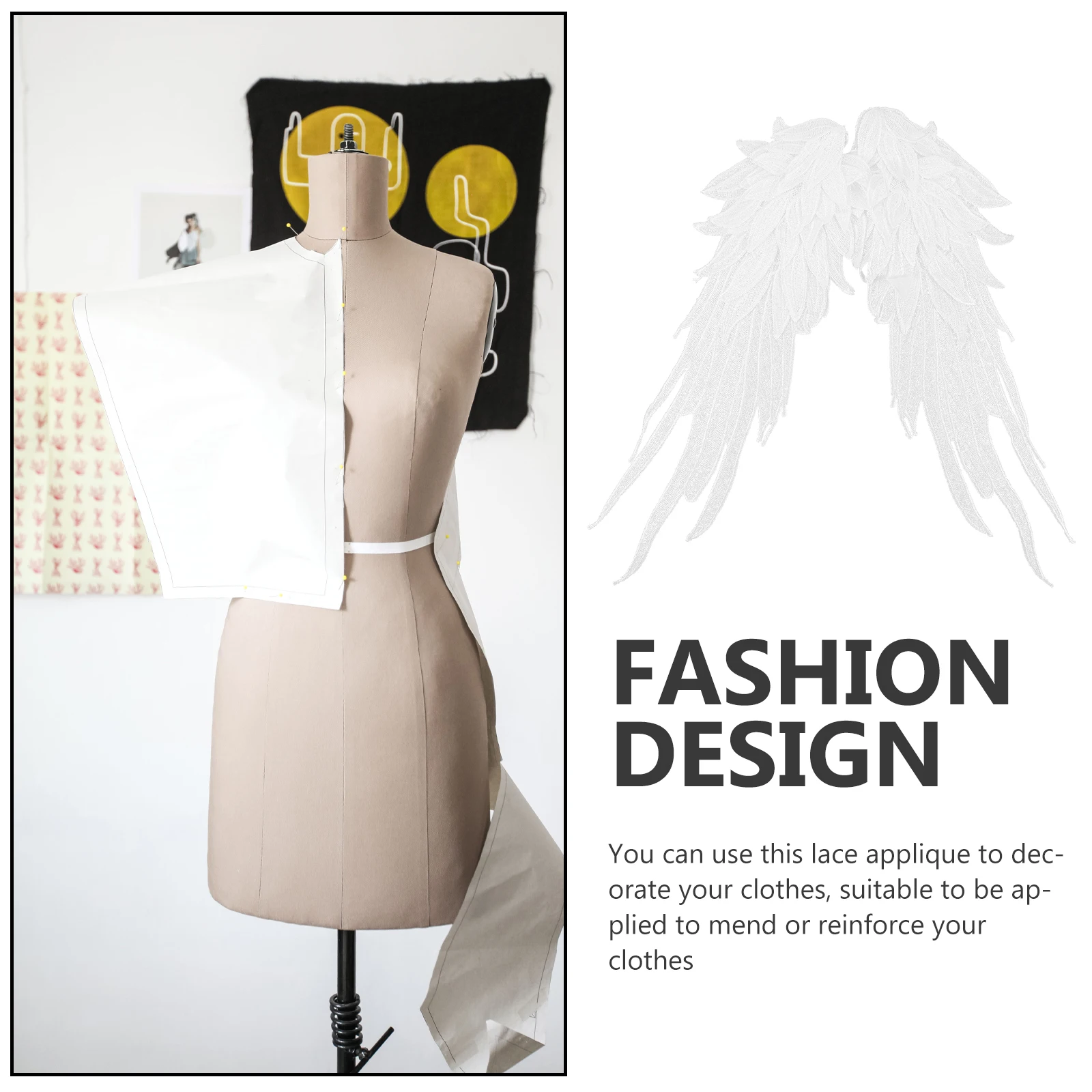 

1Pair Decorative Lace Embroidered Wings for Clothes Repair and Decoration Lace Appliques Embellishments Angel Wing for Crafts