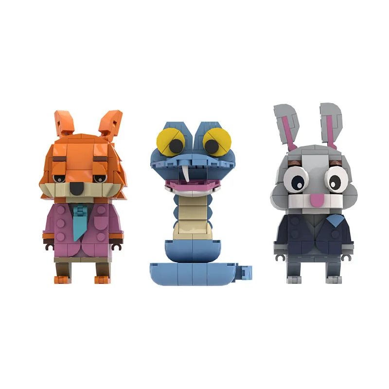 

MOC Rabbit Police Building Blocks Model Animal City Movie Fox Snake Rabbit Action Figure Bricks Assembly Toys Kids DIY Gifts