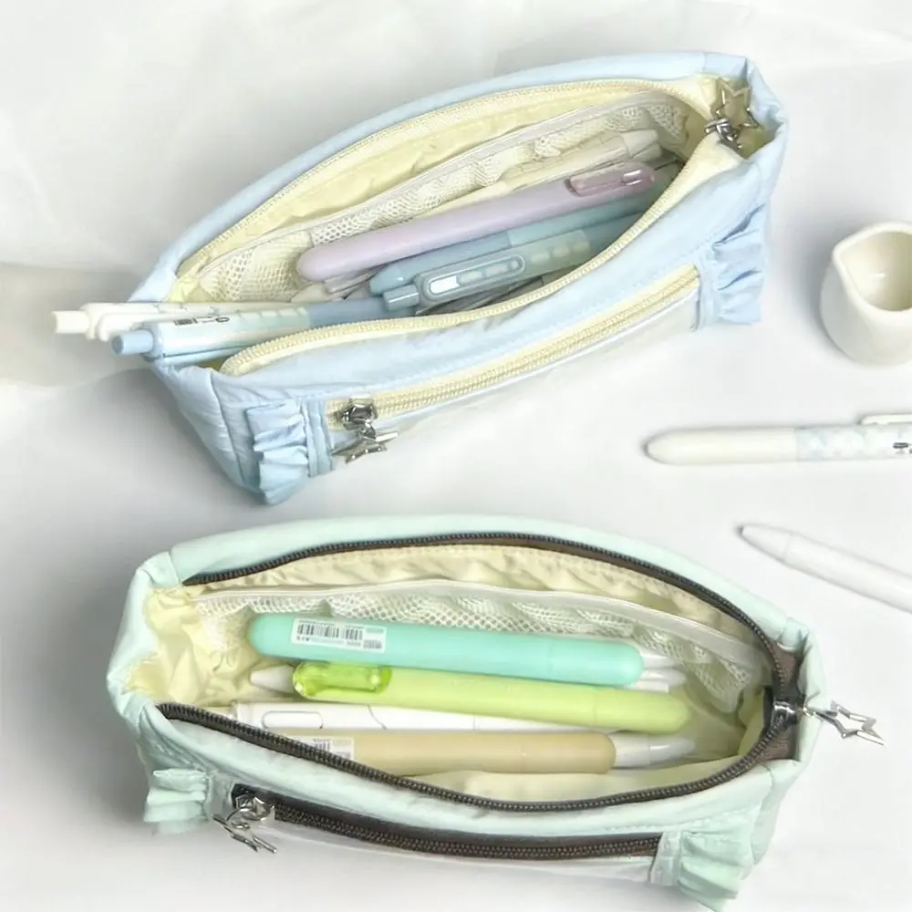 Transparent window Pencil Case Badge Display multi-functional Pen Bag Storage Large Capacity Stationery Storage Pouch