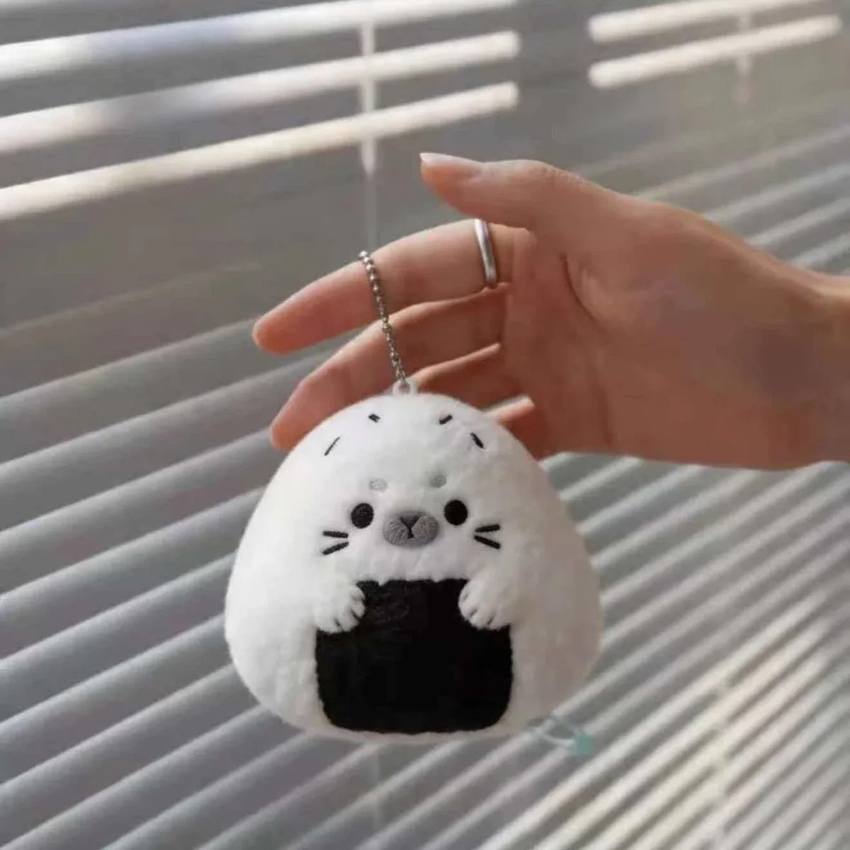 Cartoon Seal Rice Ball Plush Hanger Keychain