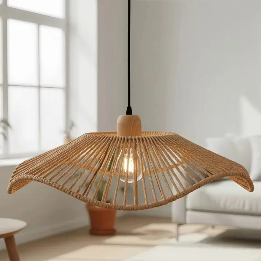 Handmade Bohemian country-style woven lampshade - Ruffled vine design ceiling lampshade