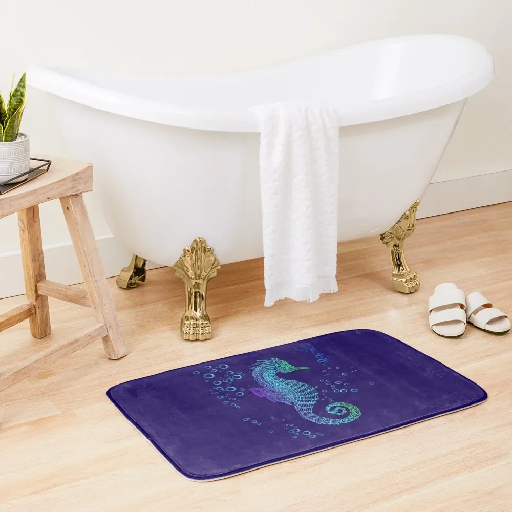 

Tribal Seahorse Bath Mat Anti-Slip Carpet Bathroom Shower Curtain Bathroom Use Mat