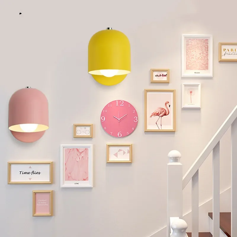 

Modern Minimalism Scandinavian Macaron Restaurant Wall Lamp Study Bedroom Bedside Lamp Indoor Lighting Hotel Room Wall Lamp