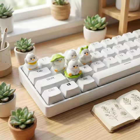 Kawaii Little Chicken Keycap XDA Profile Cute Chick with Hat Custom Key for Mechanical Keyboard MX Switch Novelty Funny Gift