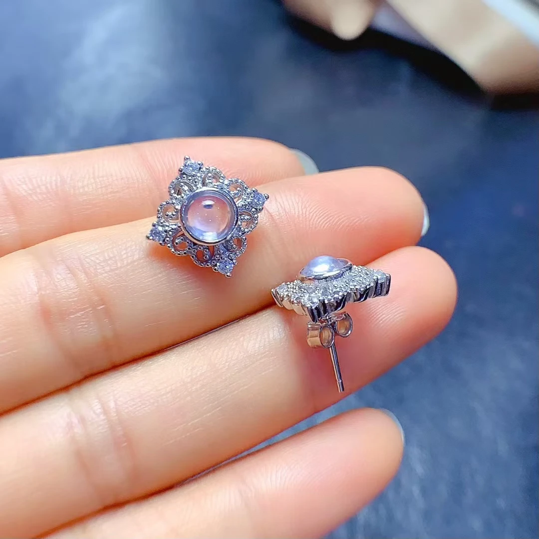 

Винтажные серьги-гвоздики с лунным камнем для вечеринки, 5 мм, серебряные серьги из 100% натурального лунного камня, ювелирные изделия из серебра 925 пробы, не вызывает аллергии