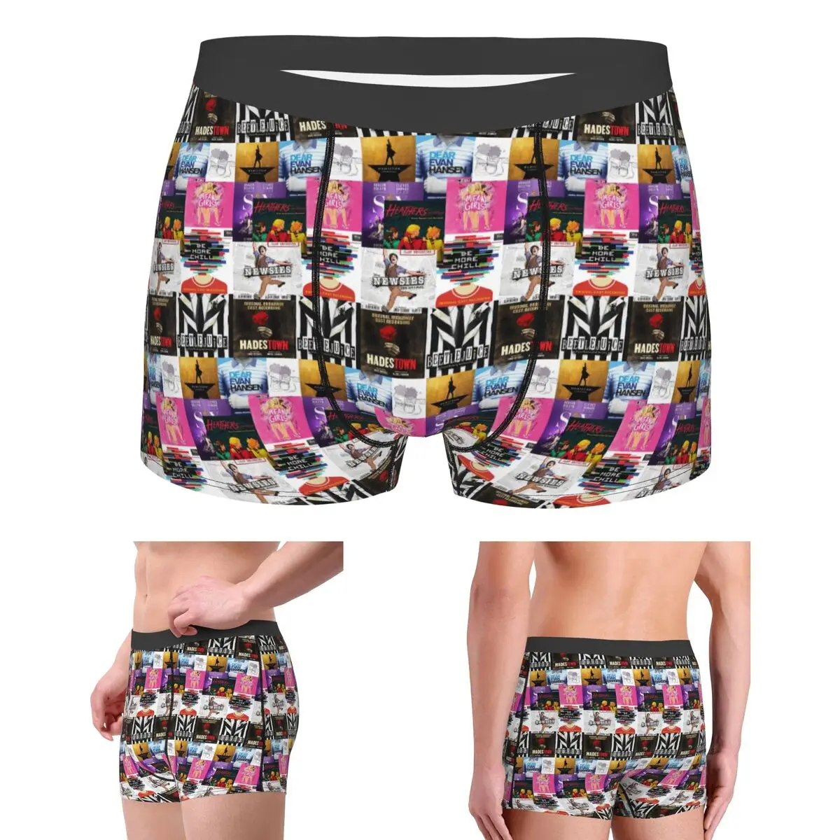 

Трусы-боксеры, шорты, мюзиклы, коллаж IV, трусики для музыкальных игр, мужское вентилируемое нижнее белье для мужчин, подарки бойфренду