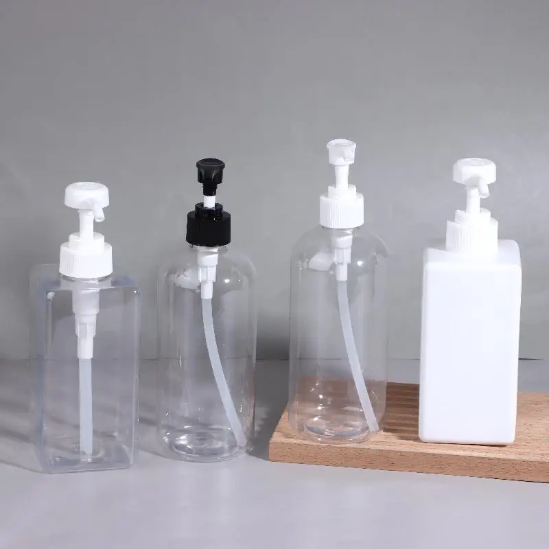 500ML Refillable Pump Bottles Clear White Plastic Liquid Dispensing Bottle For Lotion Shampoo Soap Body Wash Travel Use