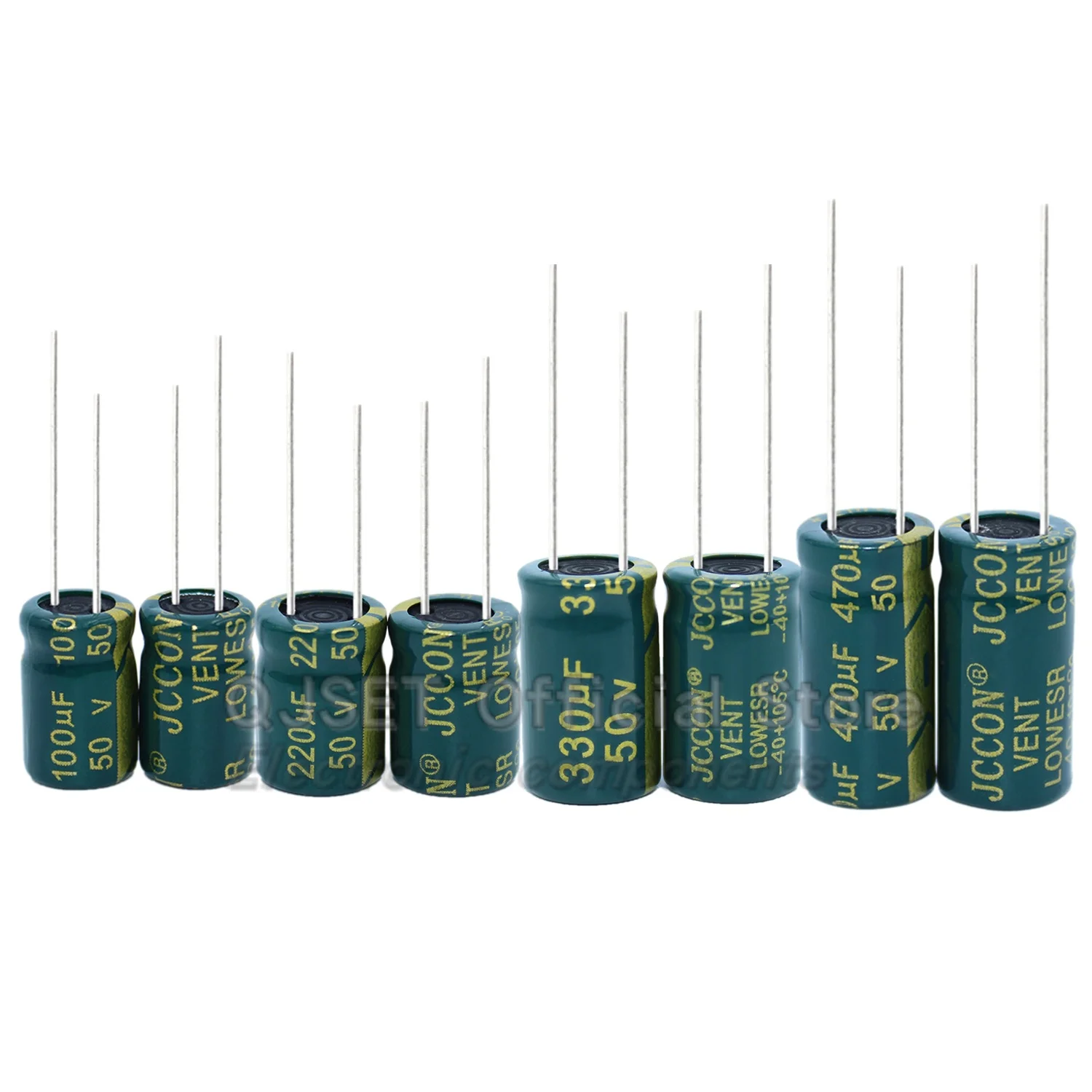JCCON 50V 1 2.2 4.7 10 22 47 220 330 470 680 1000 2200 3300 4700 6800 فائق التوهج 50V100uf موائم مصدر تيار المكثفات عالية التردد