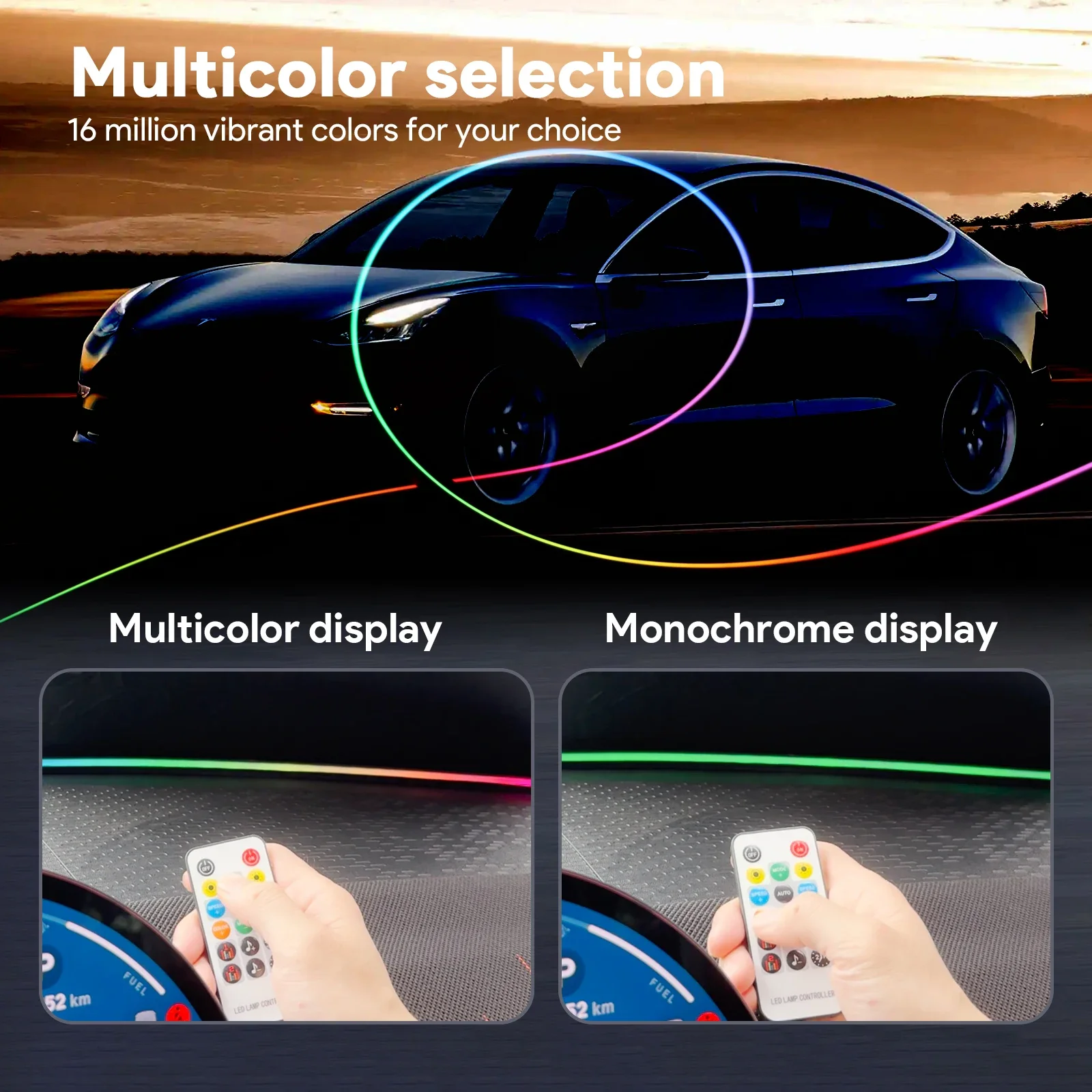 

APP Bluetooth RGB LED Car Ambient Windshield Light Strip Interior Dashboard Decoration Mood Lamp Kit Universal Vehicle Lighting