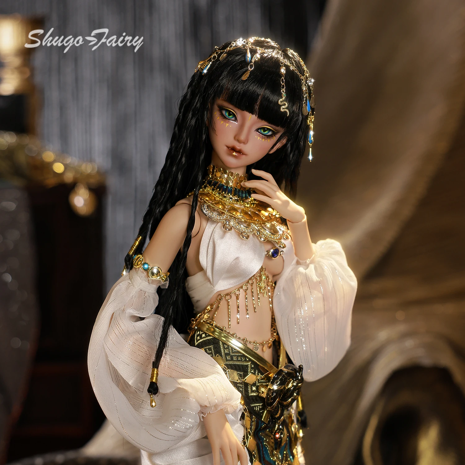 스네이크 B 이집트 뱀눈 BJD 1/4 풀세트 - 인간형 뱀 여신 우레이우스 & 수제 와스셉터 고대풍 슈가페어리