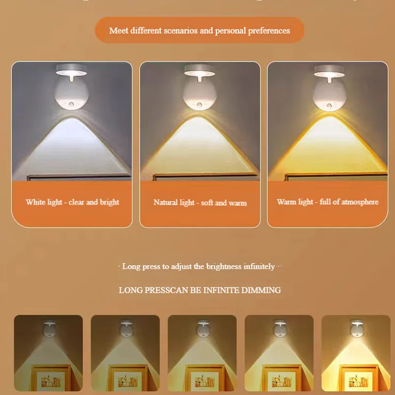 Lâmpada de parede led iluminação interior regulável carregamento usb sensor movimento sem fio para tv parede quarto sala estar decoração luz da noite