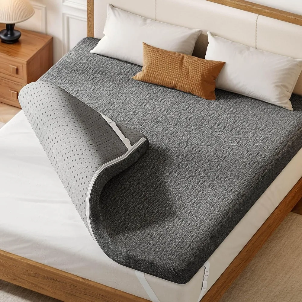 

3 Inch Memory Foam Mattress Topper Full - Cooling Gel Memory Foam with Removable & Washable Cover - Mattress Pads for Pressure