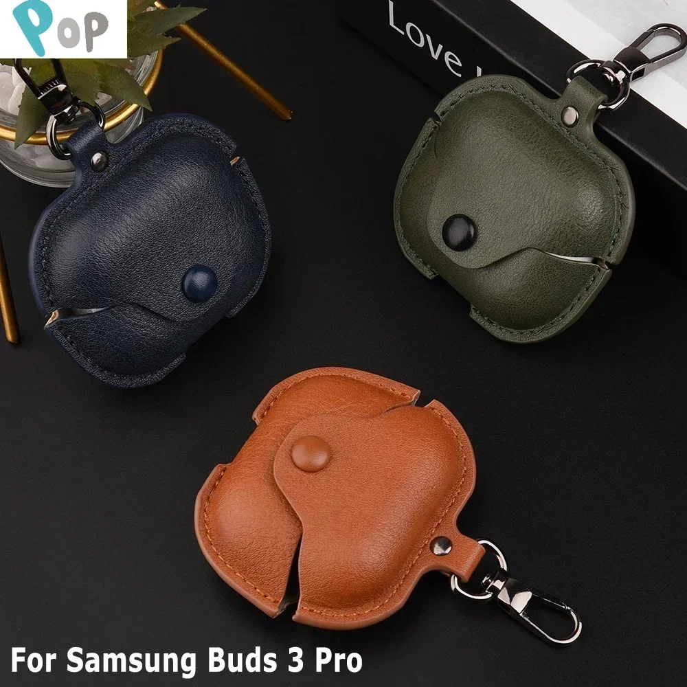 For Samsung Buds 3 Pro Case Business Leather Earphone Cases For Samsung Galaxy Buds3 Pro Buzz 3 Pro Cover Headphone Sleeve Funda