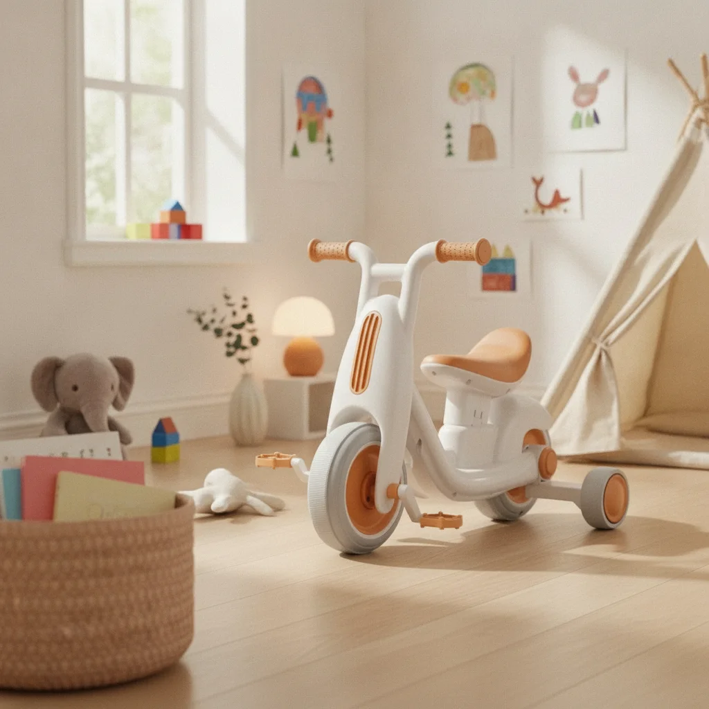 Three-Wheeled Push-Along Tricycle Two Riding Modes Push-Along Tricycle Toddler Trike Textured Grips Balance and Coordination