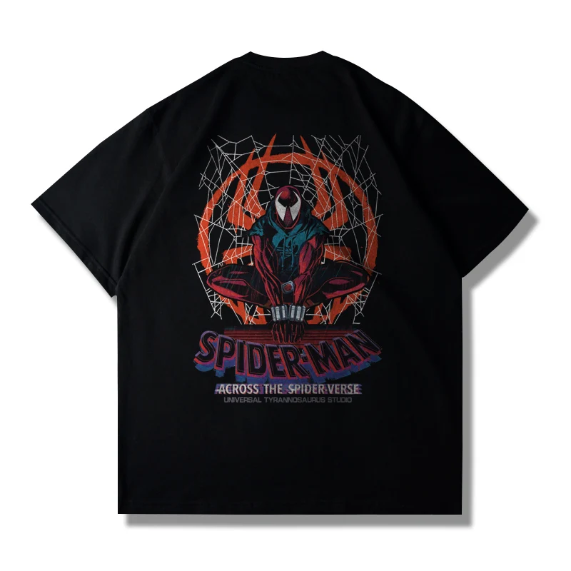 Marvel Spider-Man Universe men's cotton autumn y2k short sleeve T-shirt men's and women's summer loose top clothes