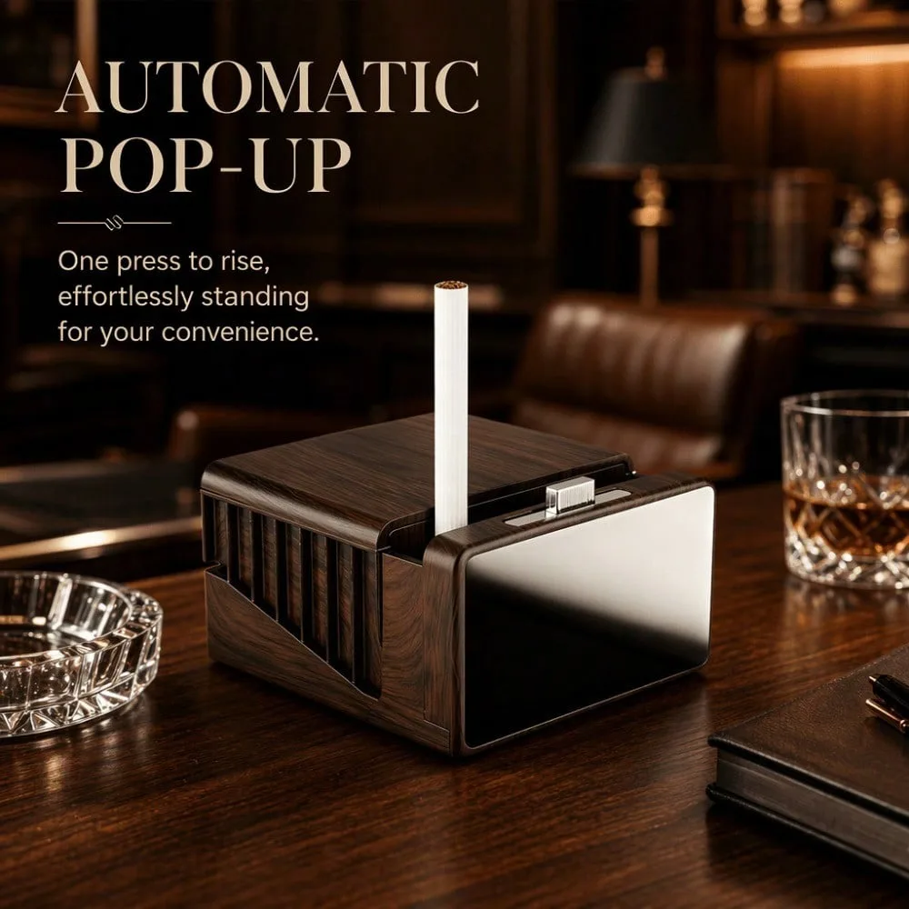 Large Capacity Cigarette Case,Automatic Pop-up Cigarette Box,Moisture Proof&Pressure Resistant,Retro Smoking Accessory Men Gift