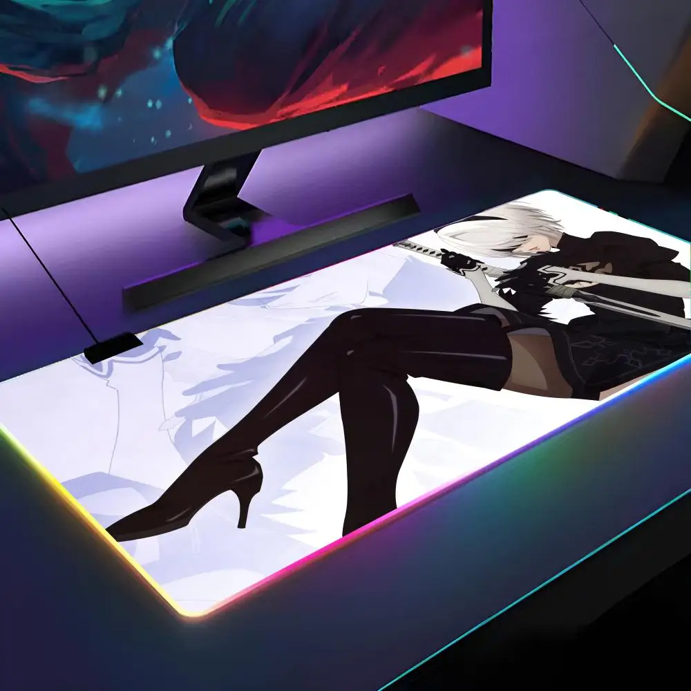 

Коврик для мыши NieR A-Automata с RGB-подсветкой, коврик для мыши для ноутбука, коврик для мыши для ноутбука, геймерский коврик для компьютерного стола, игровые аксессуары