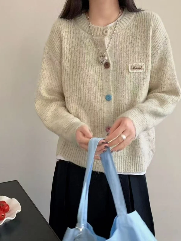 لينة مريحة محبوك سترة مفتوحة سترة طويلة Sve فضفاضة المرأة Faion الخريف جديد Sle اللون الأزرق بلوزة غير رسمية متعددة الاستخدامات #1