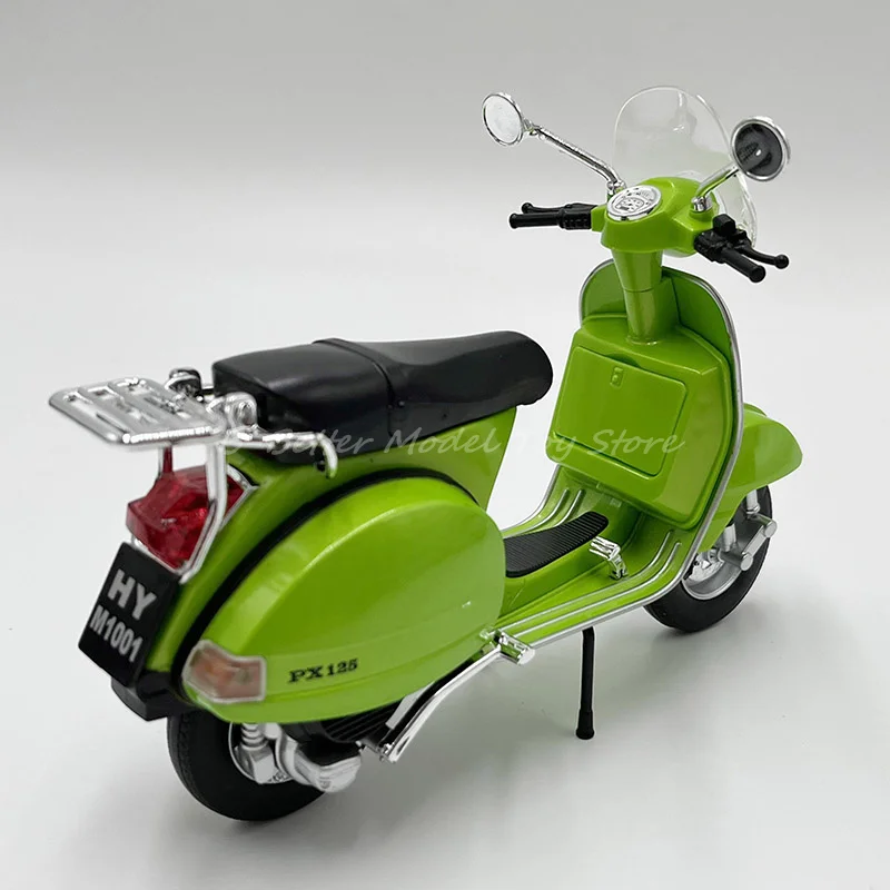 1:10 รถจักรยานยนต์โมเดลของเล่นสกู๊ตเตอร์ Vespa PX125 แบบจําลองพร้อมเสียงและไฟ