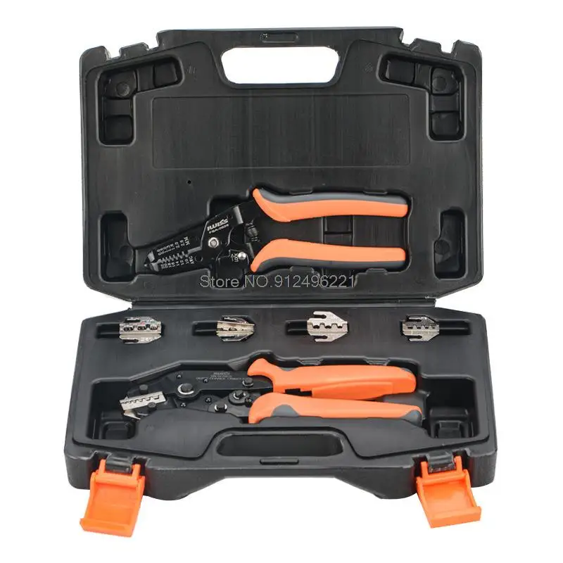 

IWISS SN Quick Changing Wire Crimper Tool Set Connectors Crimping Plier Kit with 5 Changing Dies (2546B/58B/02C/06WF/6) Pliers