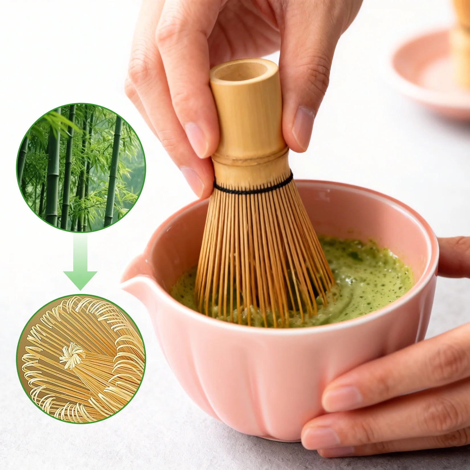 8 PCS Japanese Matcha Tea Set, Ceramic Matcha Bowl with Bamboo Whisk Scoop Sifter Tea Cloth for Home Tea Ceremony