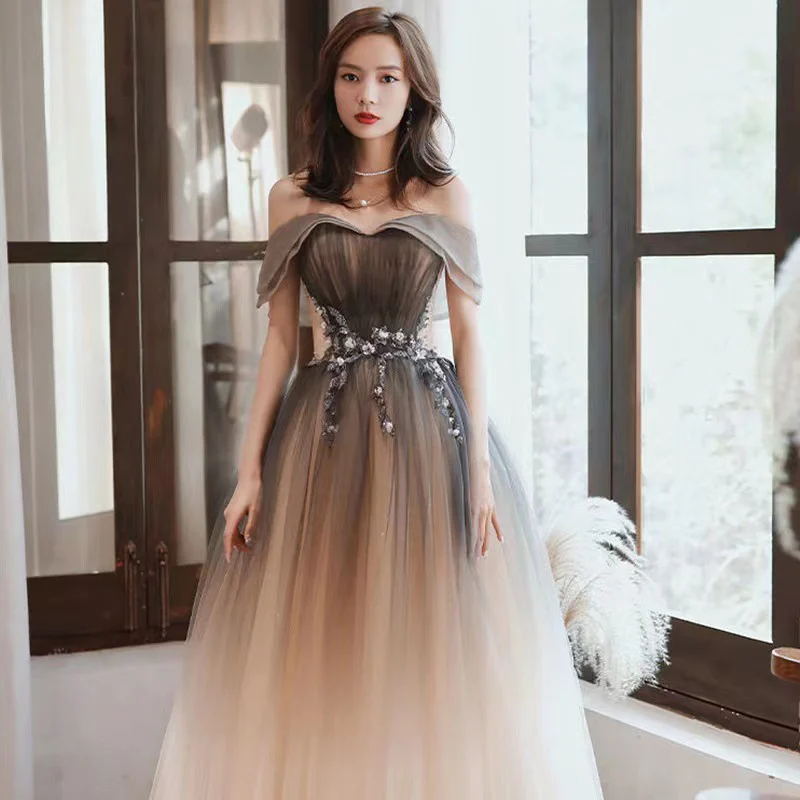

aduated Bla Evening Gown Faion ow Model Performance Host Wedding Dr Ball Gown Club Bar KTV Pageant Beau