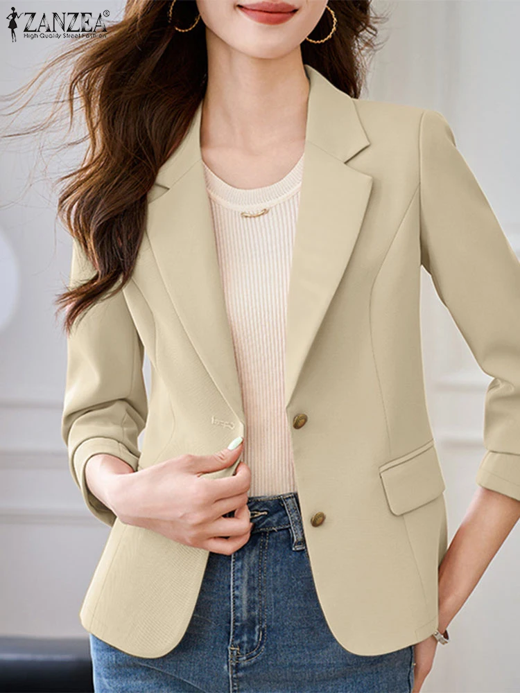 

ZANZEA Elegant Women OL Work Blazer Spring Long Sleeve Thin Coats Stylish Casual Office Work Suits Jackets Female Chaqueta 2024